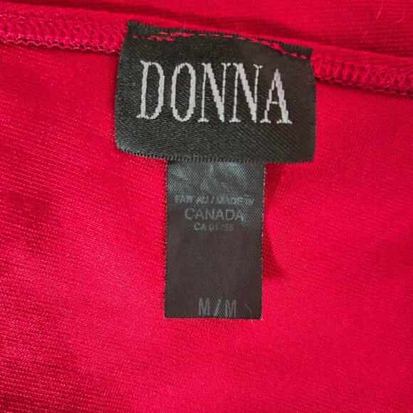 Vintage 90s Y2K Red One Shoulder Top Floral Design Size M Stretch Short Sleeve - Picture 9 of 9